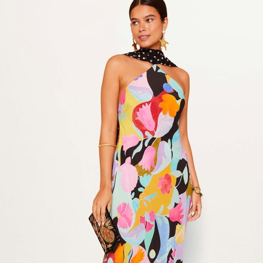 RIXO Hayley Silk Midi Dress